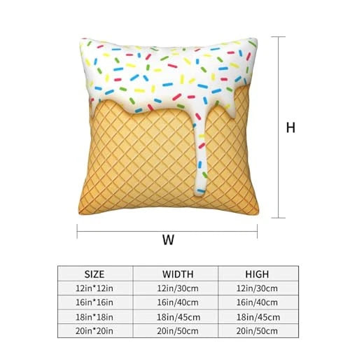 Ice Cream Pillow Covers 18x18 Set of 2, Yellow White Throw Pillow Covers