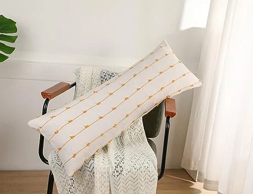 Extra Long Body Pillow case 12 x 48 Inch,Striped 48" x 12" (Pack of 1) Yellow