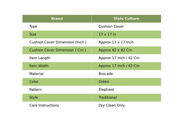 Green Cushion Cover Brocade Jacquard Gypsy Elephant Tribal Hippie Pillow