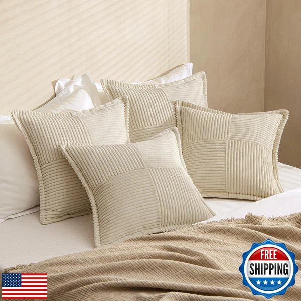 MIULEE Beige Throw Pillow Covers 20x20 Inch 4 Packs Soft Boho Decorative Pill