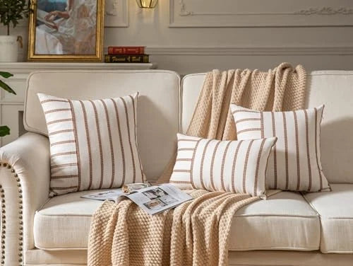 Boho Throw Pillow Covers 12x20 Set of 2 Soft 12" x 20" (Pack of 2) Light Brown