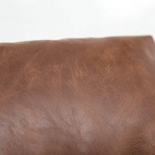 Faux Leather Throw Pillow Cover Lumbar Farmhouse 20" x 12" (Pack of 2) Brown