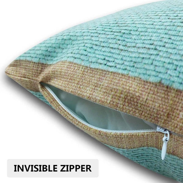 20X20 Beige and Teal Decorative Pillow Covers Turquoise and Brown Couch Pillo...