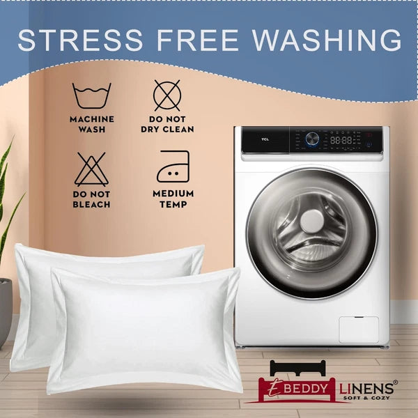 European Square Pillow Shams Set – White Solid Egyptian Cotton Envelope Closu...