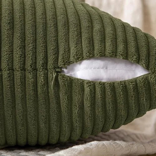 Corduroy Pillow Covers Pack of 2 Boho 24" x 24" (Pack of 2) Olive Green