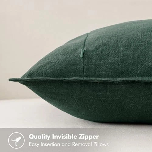 Decorative Linen Euro Sham Pillow Covers4x4 24" x 24" (Pack of 2) 2 Dark Green