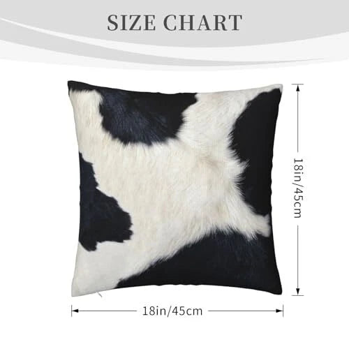 Black and White Western Cow Print Pillow Covers 18x18 Set of 2, Faux Fur