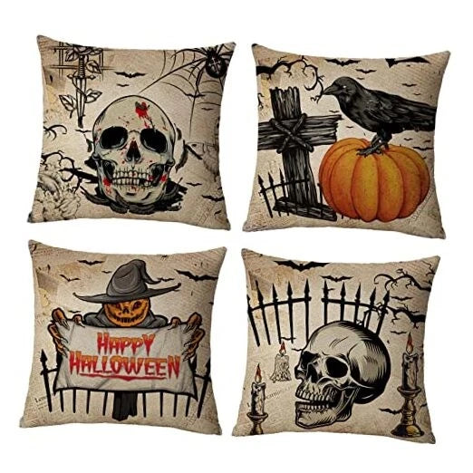 Halloween Pillow Covers 18x18 Set of 4 18" x 18" (Pack of 4) A-halloween 16