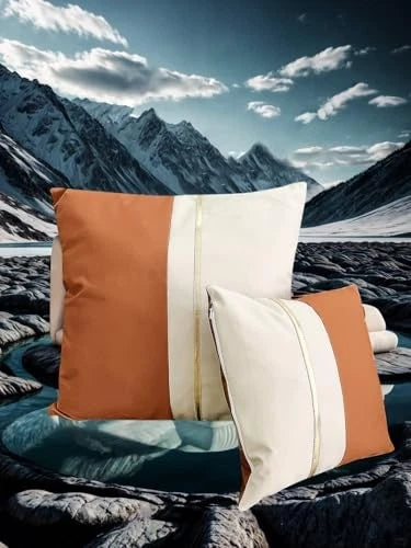 Faux Leather Pillow Covers 20x20, Outdoor 20" x 20" (Pack of 1) Burnt Orange