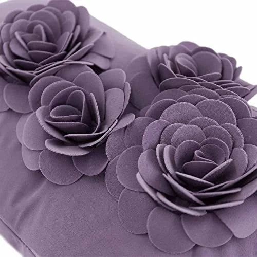 Flower Throw Pillow Covers Aesthetic Decorative Velvet Floral Accent Purple