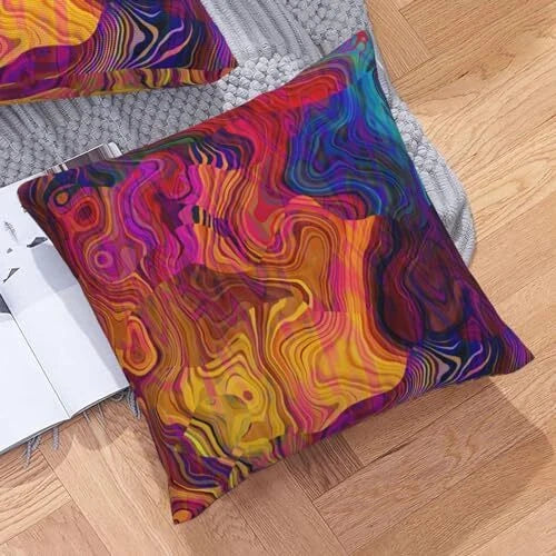 Colorful Abstract Pillow Covers 18 x 18 Set 18" x 18" (Pack of 2) Chaotic Waves