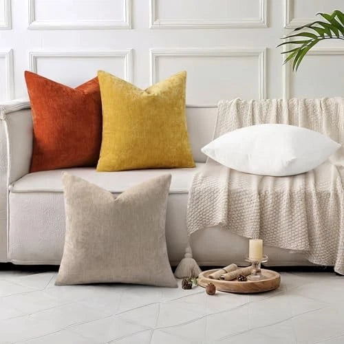 Chenille Fall Throw Pillow Covers 12x20 Inch Set of 20" x 12" (Pack of 2) Rust