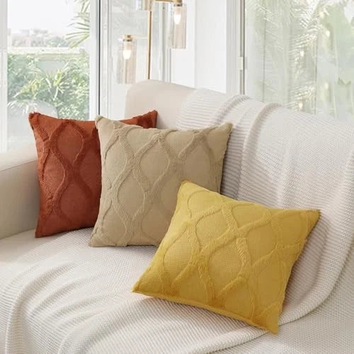 Fall Throw Pillow Covers 12x20 Inch Set of 2, Soft 20" x 12" (Pack of 2) Rust