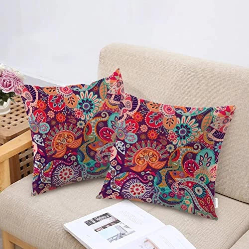 Bright Paisley Decorative Pillow 16" x 16" (Pack of 2) Ethnic Paisley 1 Multi a