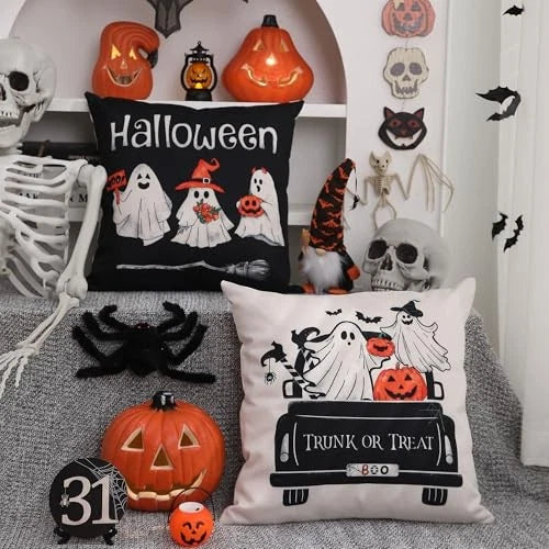 Halloween Pillow Covers 18x18 inch Set of 4 and 18" x 18" (Pack of 4) Black