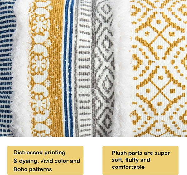 Boho Tufted Decorative Throw Pillow Covers for Couch Sofa - Modern Moroccan Pill