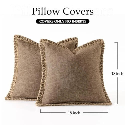 DecorativeThrow Pillow Covers 18x18 Pack of 2 18" x 18" (Pack of 2) Brown