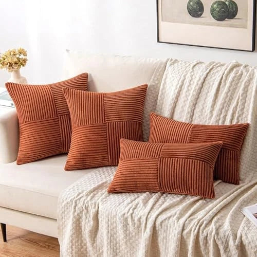 Corduroy Pillow Covers Pack of 2 Boho 20" x 20" (Pack of 2) Dark Rust