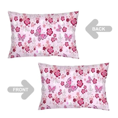 Butterfly Decorative Throw Pillow Cover Queen Size Set of 2 Flowers with