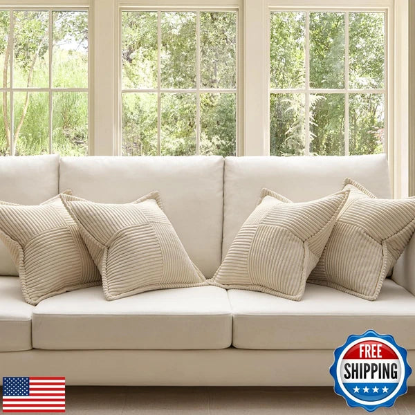 MIULEE Beige Throw Pillow Covers 20x20 Inch 4 Packs Soft Boho Decorative Pill