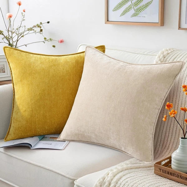 decorUhome Couch Throw Pillow 18" x (Pack of 2), Natural Beige