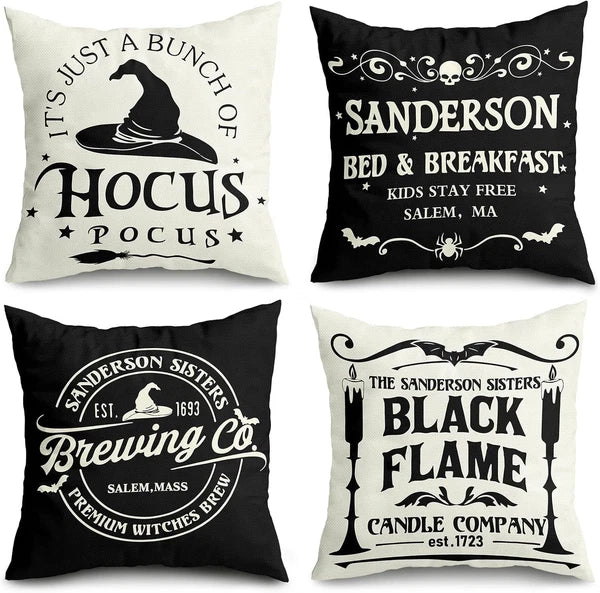 Halloween Decor Pillow Covers 18x18 Set of 4 Halloween Decorations Hocus Pocu...
