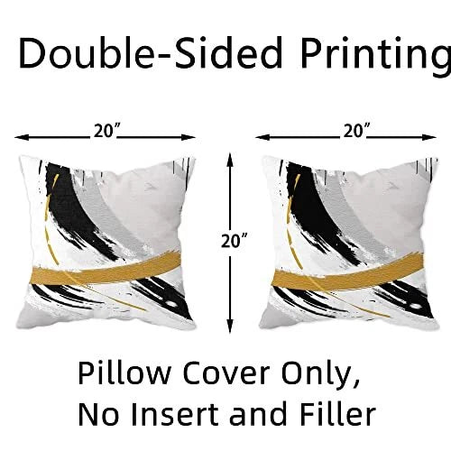 Black Gold Throw Pillow Covers 20 x20 inch 20" x 20" (Pack of 2) Gray Gold