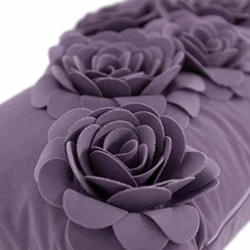 Flower Throw Pillow Covers Aesthetic Decorative Velvet Floral Accent Purple