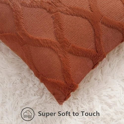 Fall Throw Pillow Covers 12x20 Inch Set of 2, Soft 20" x 12" (Pack of 2) Rust