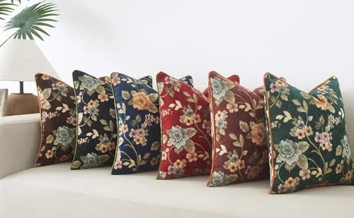 Boho Floral Pillow Covers 26x26 Inch Set of 2 26" x 26" (Pack of 2) Black
