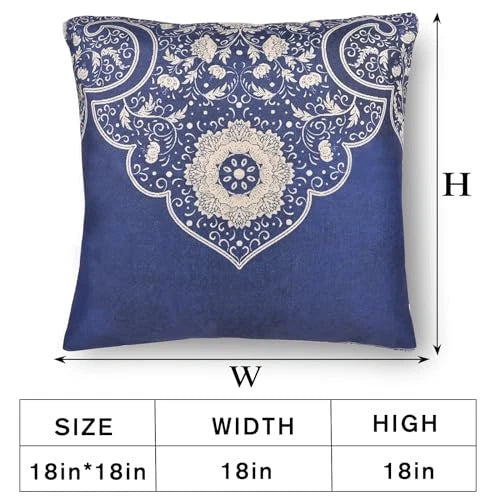 Chinoiserie Throw Pillow Covers Set of 2, Blue and White Decorative Floral