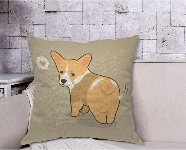 Corgi Dog Throw Pillow Cover Shiny Butt Cute Dog Animal Pet Puppy Cartoon Lovely