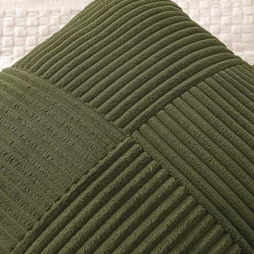Corduroy Pillow Covers Pack of 2 Boho 24" x 24" (Pack of 2) Olive Green