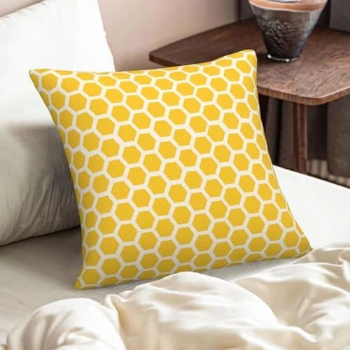 Bee Honeycombs Throw Pillow Covers 18x18 Set of 2 18" x 18" (Pack of 2) Yellow