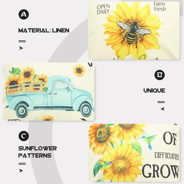 3 Pcs Throw Pillow Case Sunflower Cushion Pillows for Sofa Pillowcase