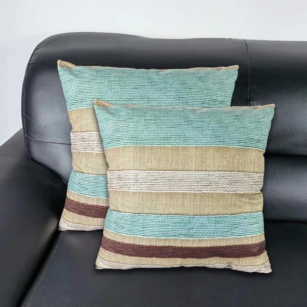 20X20 Beige and Teal Decorative Pillow Covers Turquoise and Brown Couch Pillo...