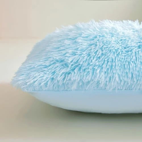 Faux Fur Throw Pillow Covers 18"x18" Furry Shaggy 18" x 18" (Pack of 2) Blue