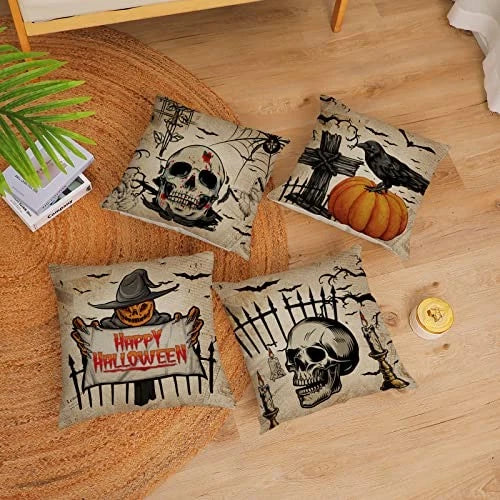 Halloween Pillow Covers 18x18 Set of 4 18" x 18" (Pack of 4) A-halloween 16