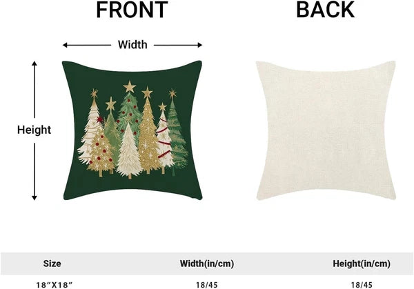 Christmas Pillow Covers (Set of 2): 18x18 Inch Green and Cream Trees with Star!
