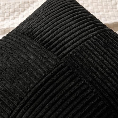 Corduroy Pillow Covers Pack of 2 Boho Decorative 26" x 26" (Pack of 2) Black