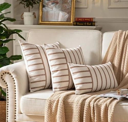 Boho Throw Pillow Covers 12x20 Set of 2 Soft 12" x 20" (Pack of 2) Light Brown