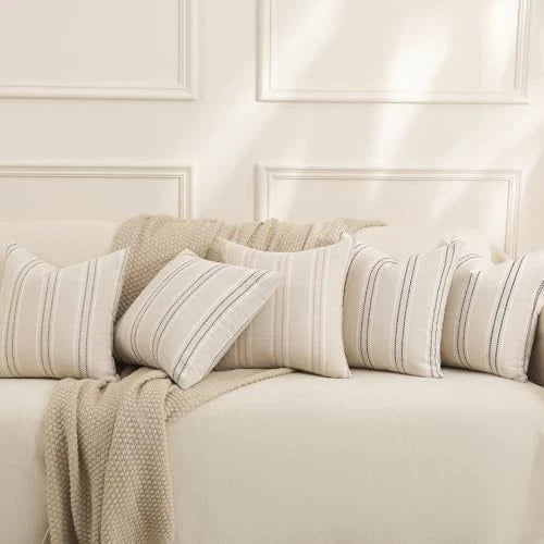 Decorative Navy Pillow Covers 18x18 Striped 18" x 18" (Pack of 2) Navy Blue