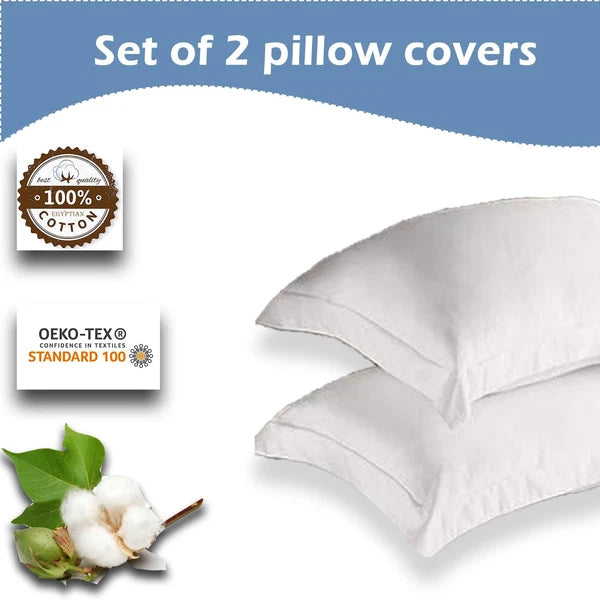 European Square Pillow Shams Set – White Solid Egyptian Cotton Envelope Closu...