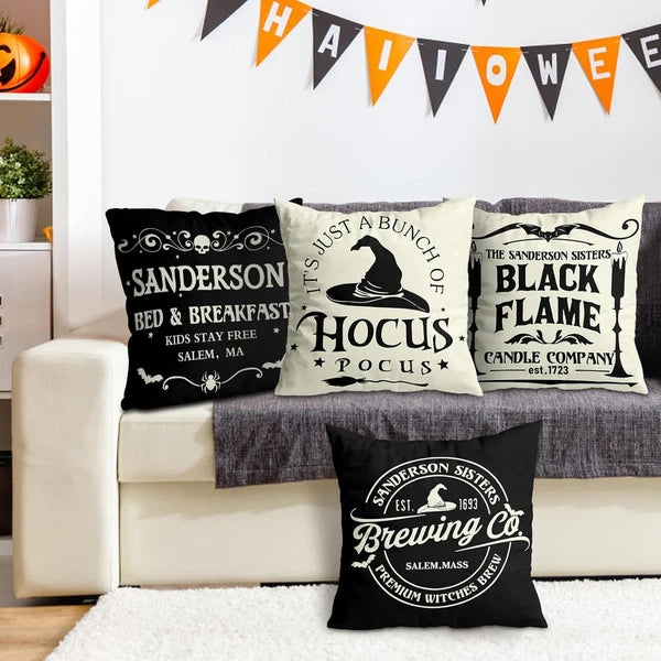 Halloween Decor Pillow Covers 18x18 Set of 4 Halloween Decorations Hocus Pocu...