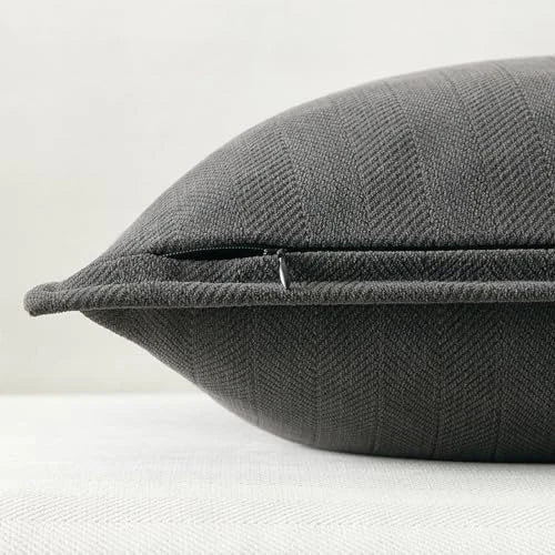 Ash Herringbone Textured Throw Pillow Covers 18x18 inch Set of 2 for Home