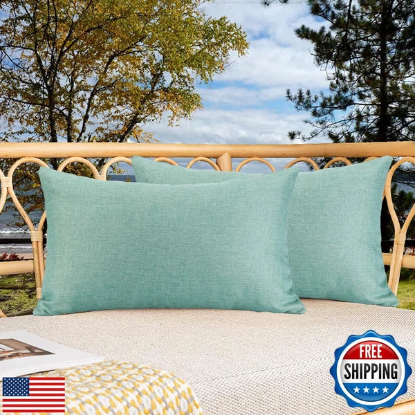 OTOSTAR Pack of 2 Decorative Outdoor Waterproof Throw Pillow Covers 12x20 Inc