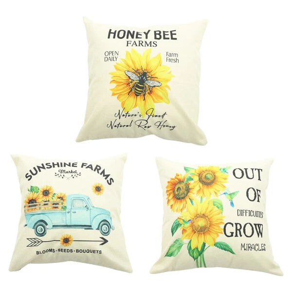 3 Pcs Throw Pillow Case Sunflower Cushion Pillows for Sofa Pillowcase