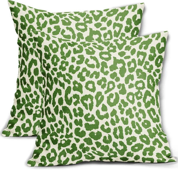 Lime Green Leopard Print Pillow Covers 18X18 Set of 2 Preppy Room Decor Cheetah