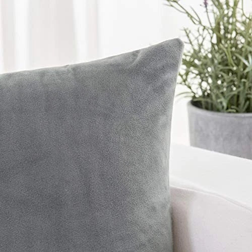 Gray Velvet Throw Pillow Covers 22x22 Inch, Pack of 22" x 22" (Pack of 2) Grey