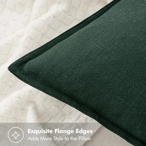 Decorative Linen Euro Sham Pillow Covers4x4 24" x 24" (Pack of 2) 2 Dark Green